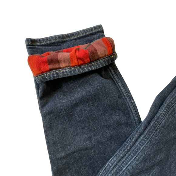 Carhartt Original Straight Fit Red Flannel Lines Jeans Blue Size 16 Short - Picture 7 of 13